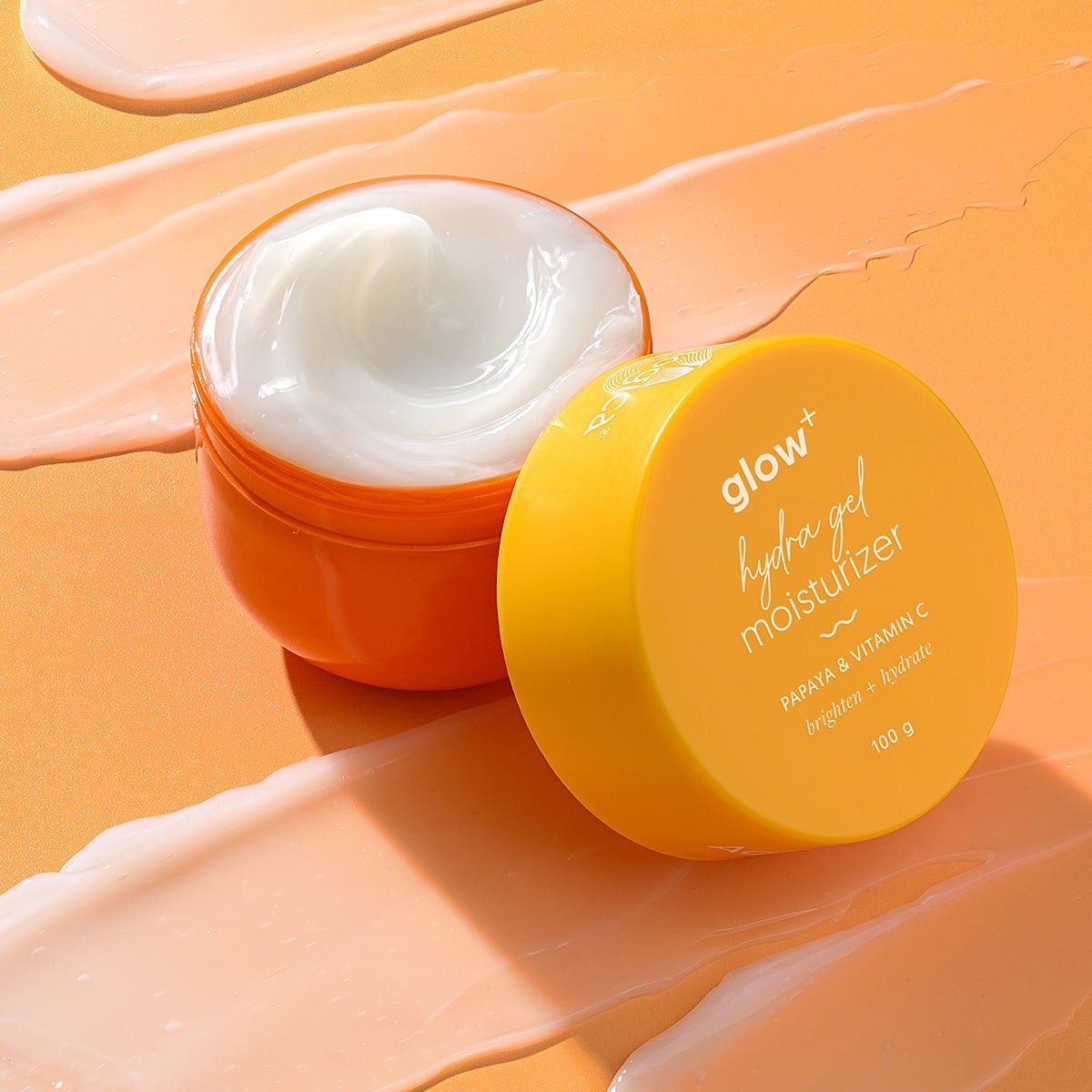 Aqualogica Glow+ Hydra Gel moisturizer jar with creamy texture