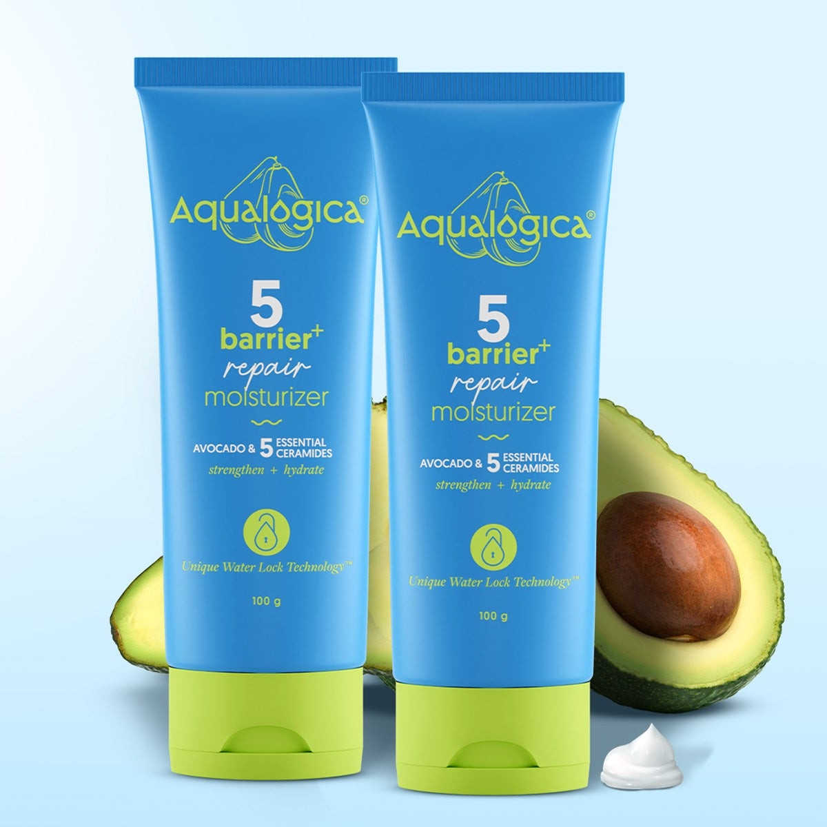 Aqualogica Barrier Repair moisturizer tubes with avocado 