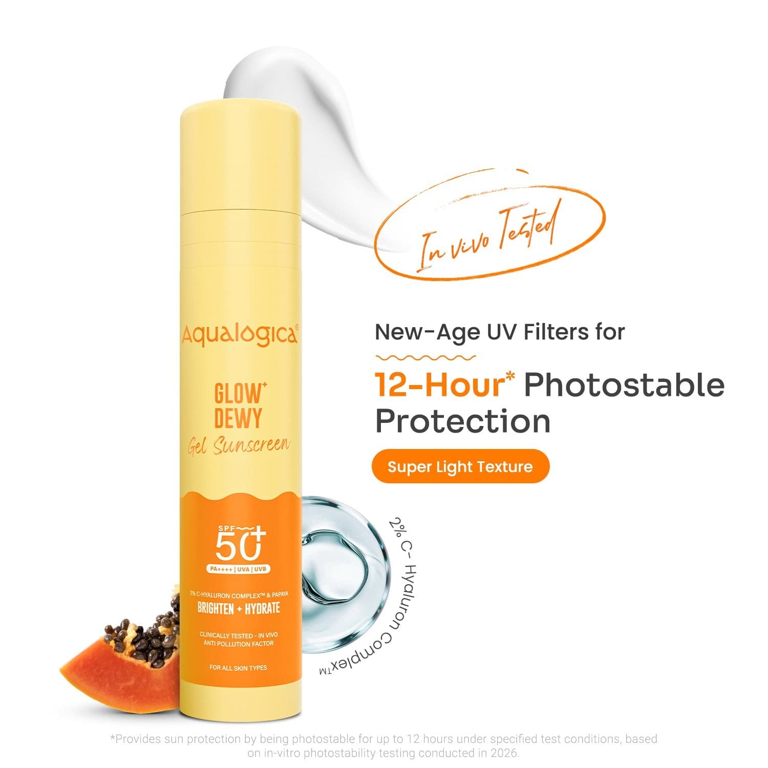 Aqualogica glow dewy sunscreen SPF 50 papaya vitamin C