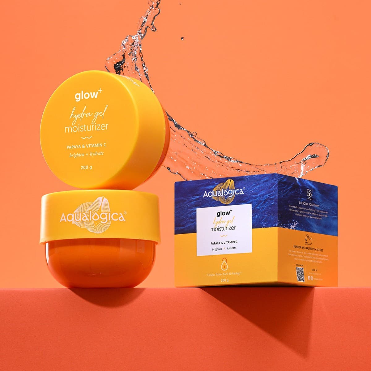 Aqualogica Glow+ Hydra Gel moisturizer with jar and box 