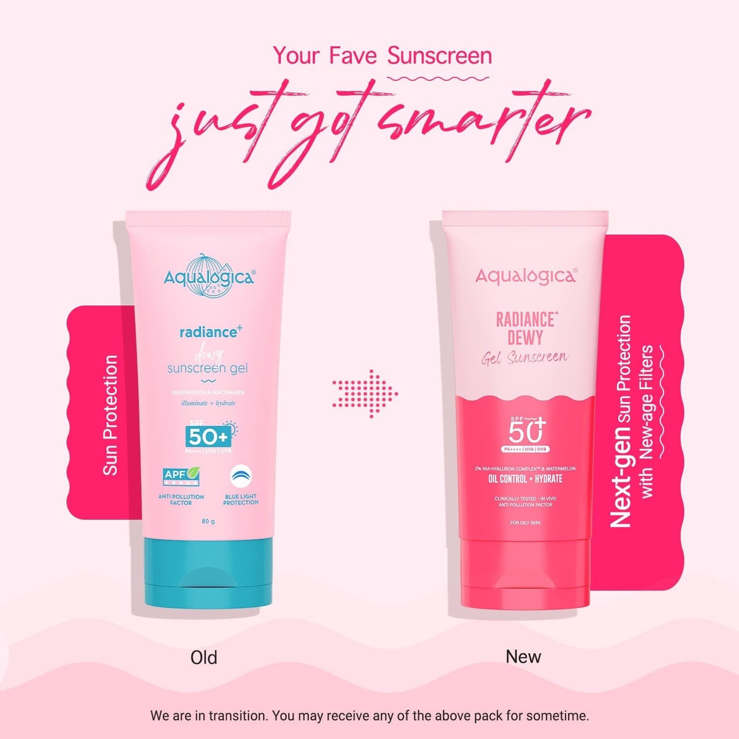 Aqualogica radiance dewy sunscreen SPF 50 80g watermelon