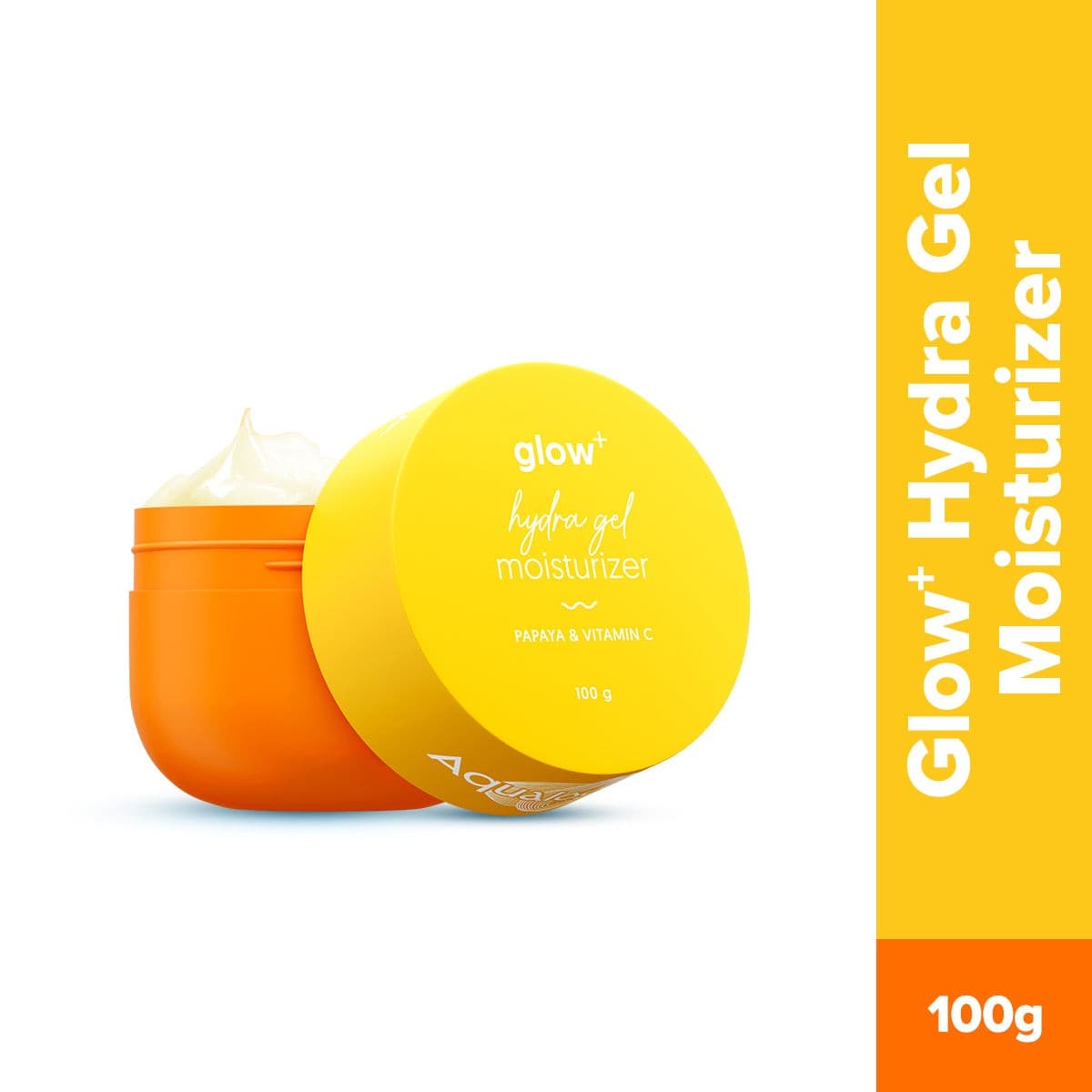 Aqualogica Glow+ Hydra Gel moisturizer jar with creamy texture