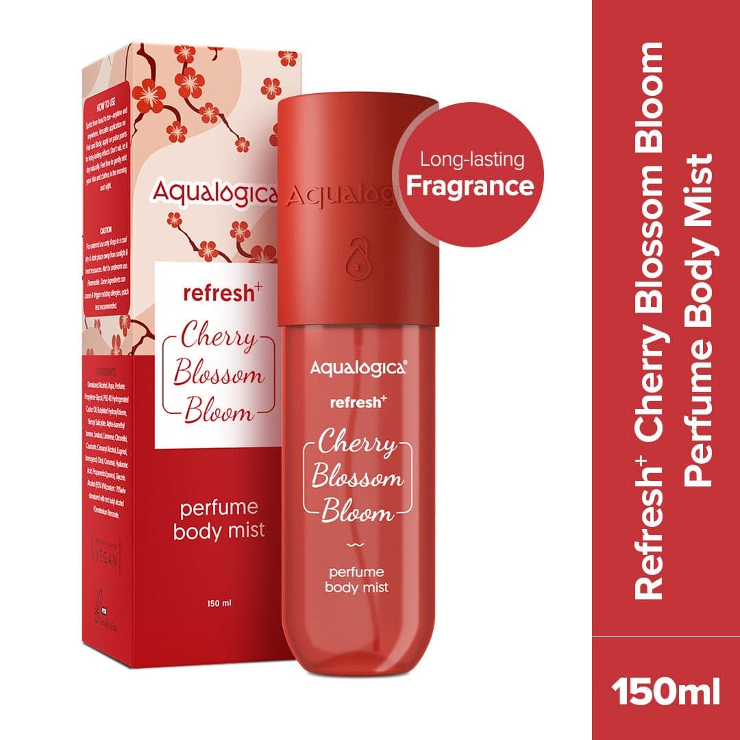 Aqualogica cherry blossom body mist with soft floral scent