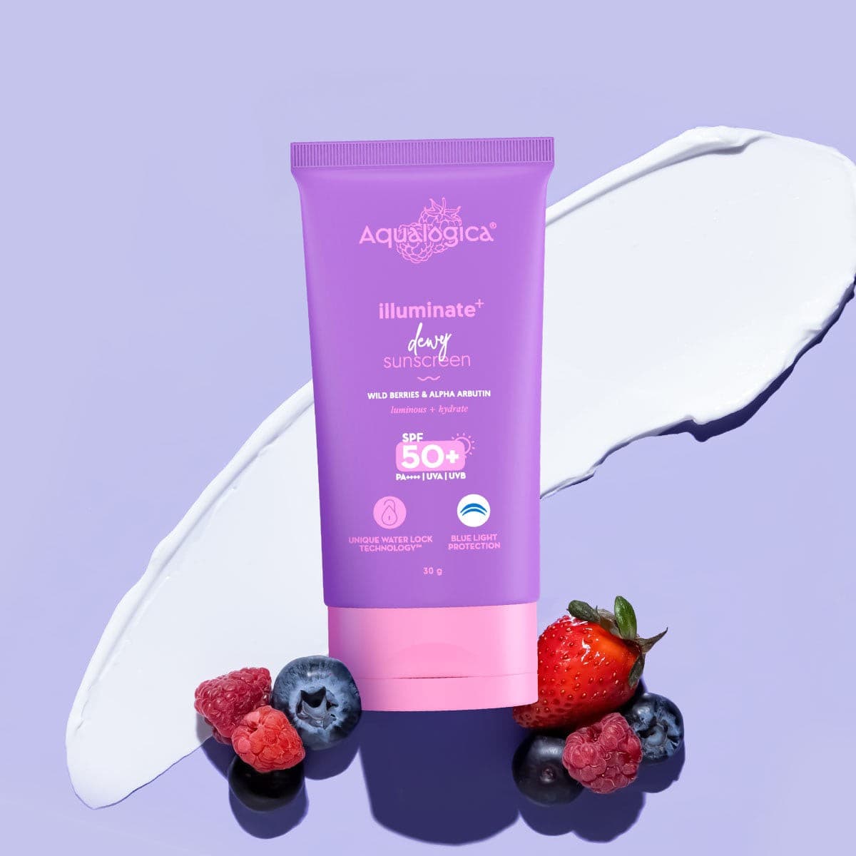 Illuminate+ Dewy Sunscreen In-Vivo Tested SPF 50+ PA++++ with Wild Berries & Alpha Arbutin - 30 g