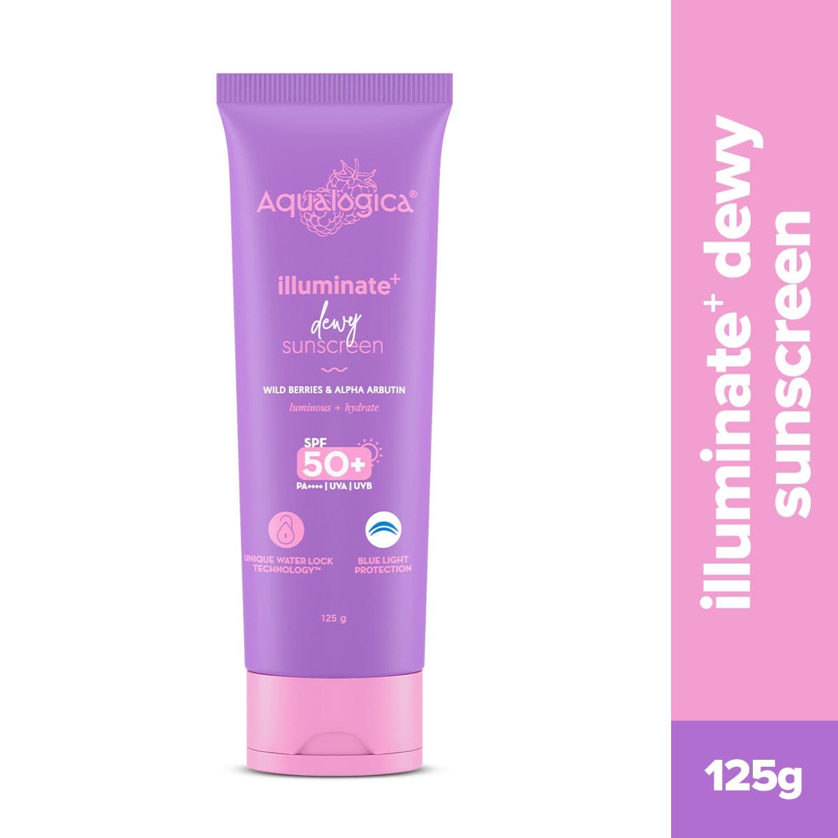 Aqualogica sunscreen SPF 50 illuminate dewy wild berries 125g