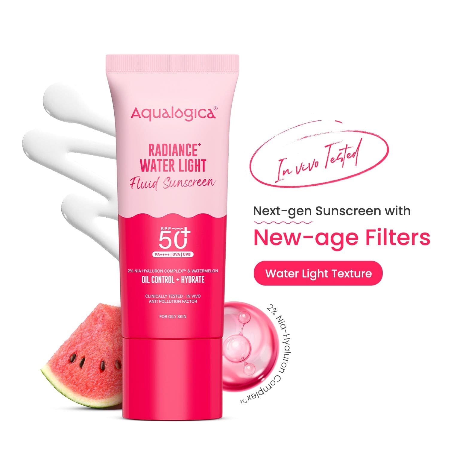 Aqualogica radiance oil control sunscreen SPF 50 watermelon 50g
