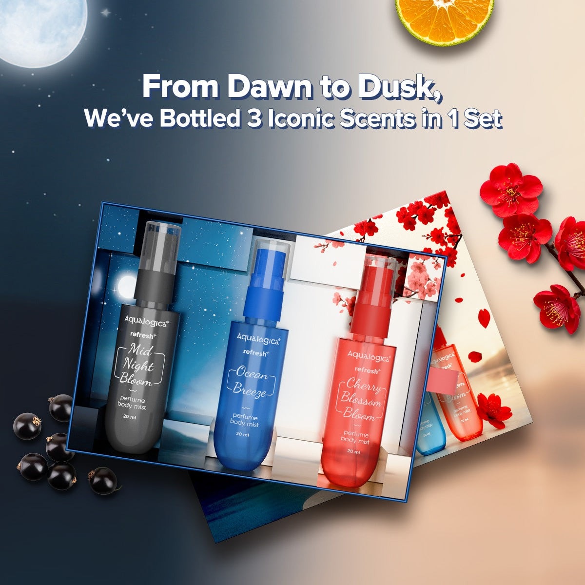 Body mist set is made for fresh fragrance from day to night