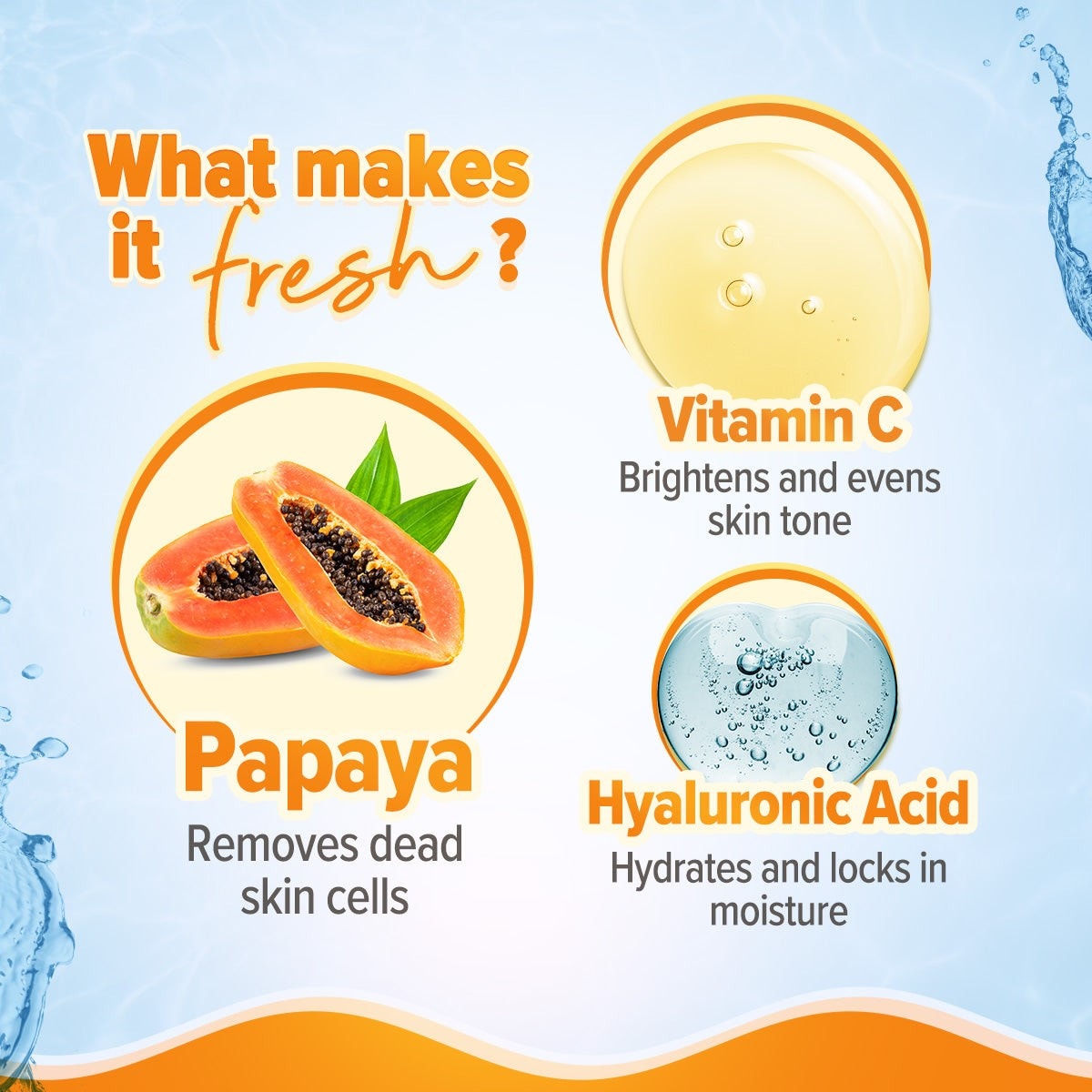 Papaya vitamin C hyaluronic acid fresh ingredients