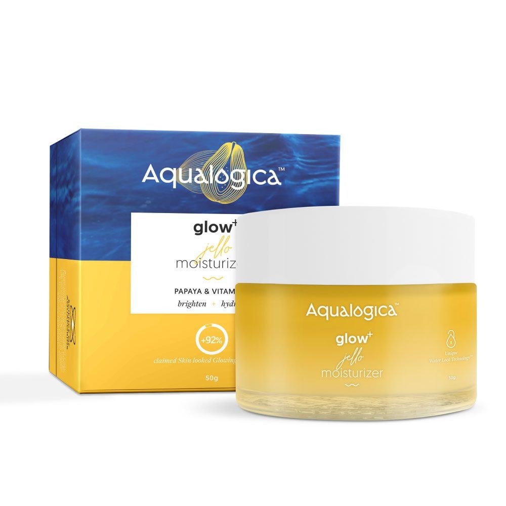Aqualogica vitamin C moisturizer in yellow jar packaging