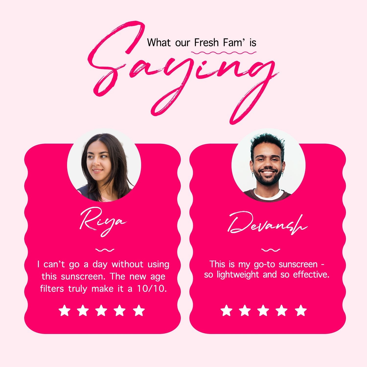 Aqualogica Fresh fam saying customer reviews five star