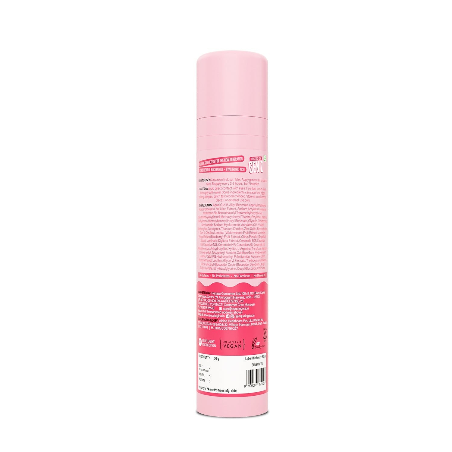 Pink hair spray can with text on a white background