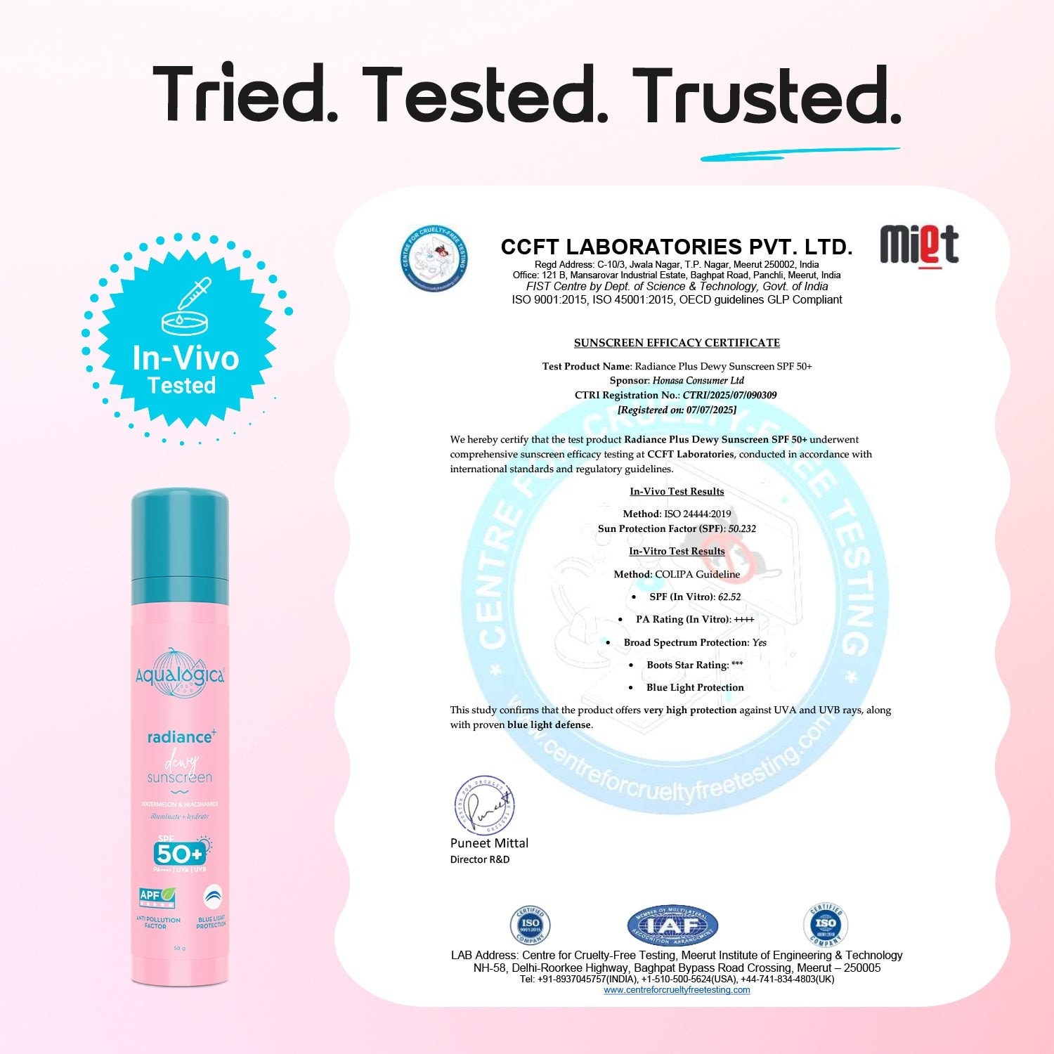 Radiance+ Dewy Sunscreen In-Vivo Tested with Watermelon & Niacinamide with SPF 50 & PA++++ - 50g(Pack of 2)