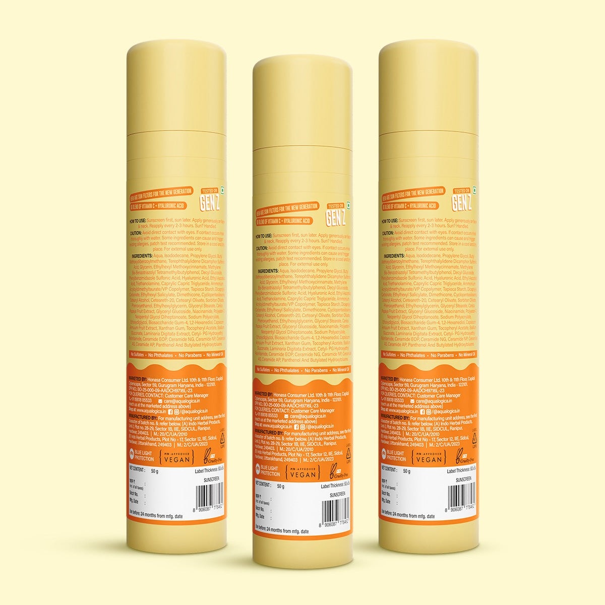 Glow+ Dewy Gel Sunscreen In-Vivo Tested SPF 50+ PA++++ with Papaya & Vitamin C - 50g (Pack of 3)