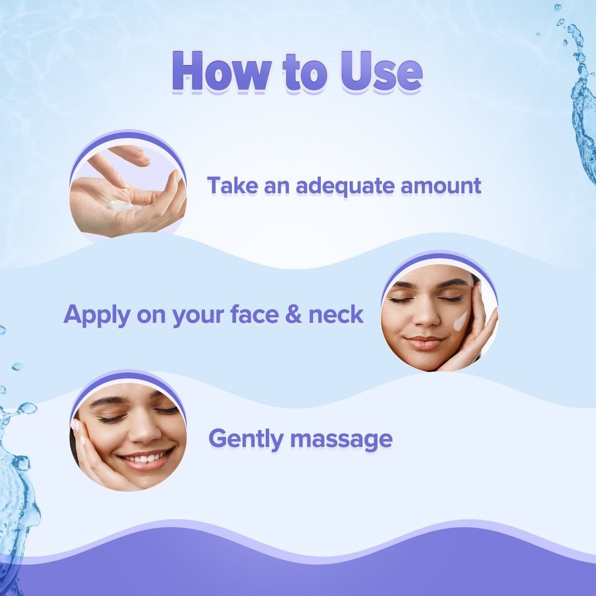 Moisturizer application guide for face and neck
