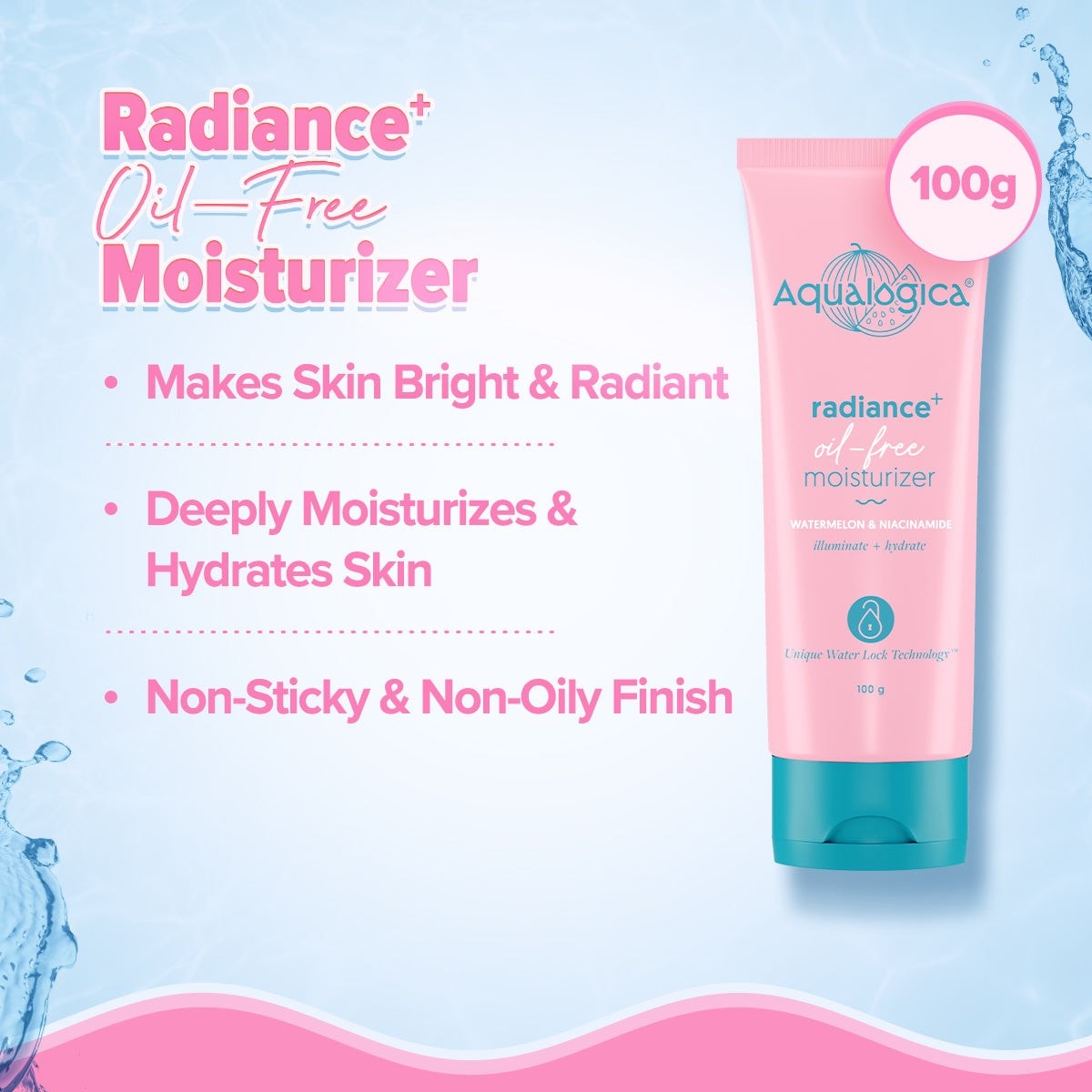 Radiance oil-free moisturizer pack highlighting bright and radiant skin