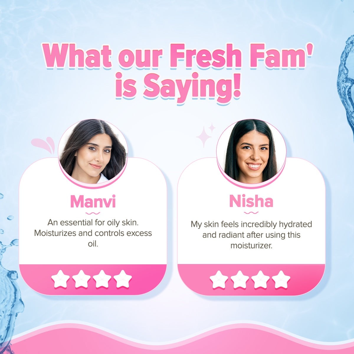 Fresh Fam panel with customer names and star ratings
