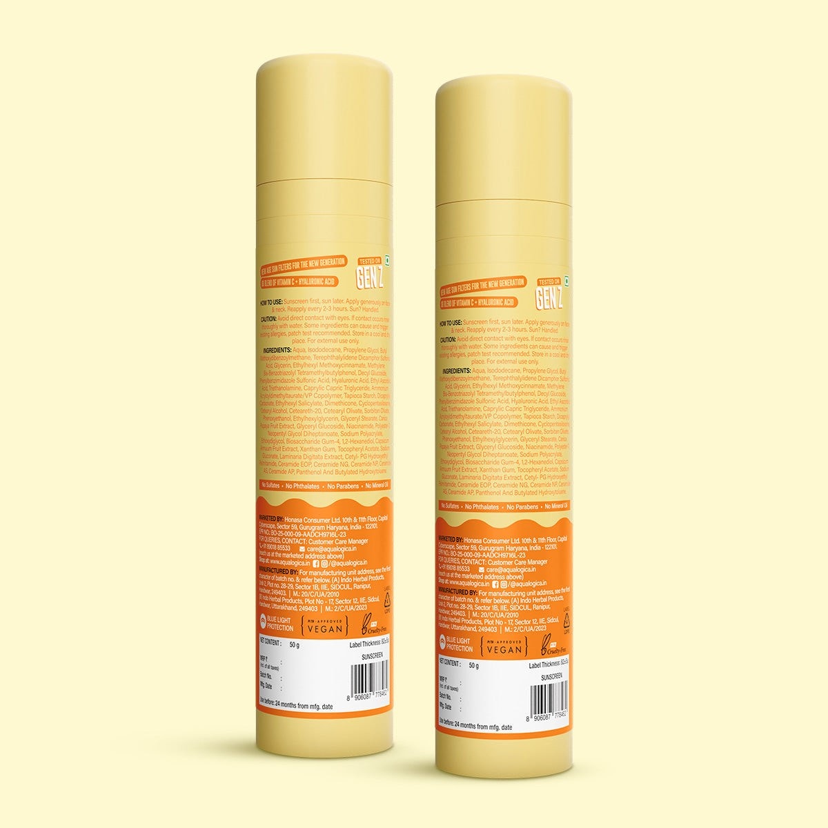 Glow+ Dewy Gel Sunscreen In-Vivo Tested SPF 50+ PA++++ with Papaya & Vitamin C - 50g (Pack of 2)