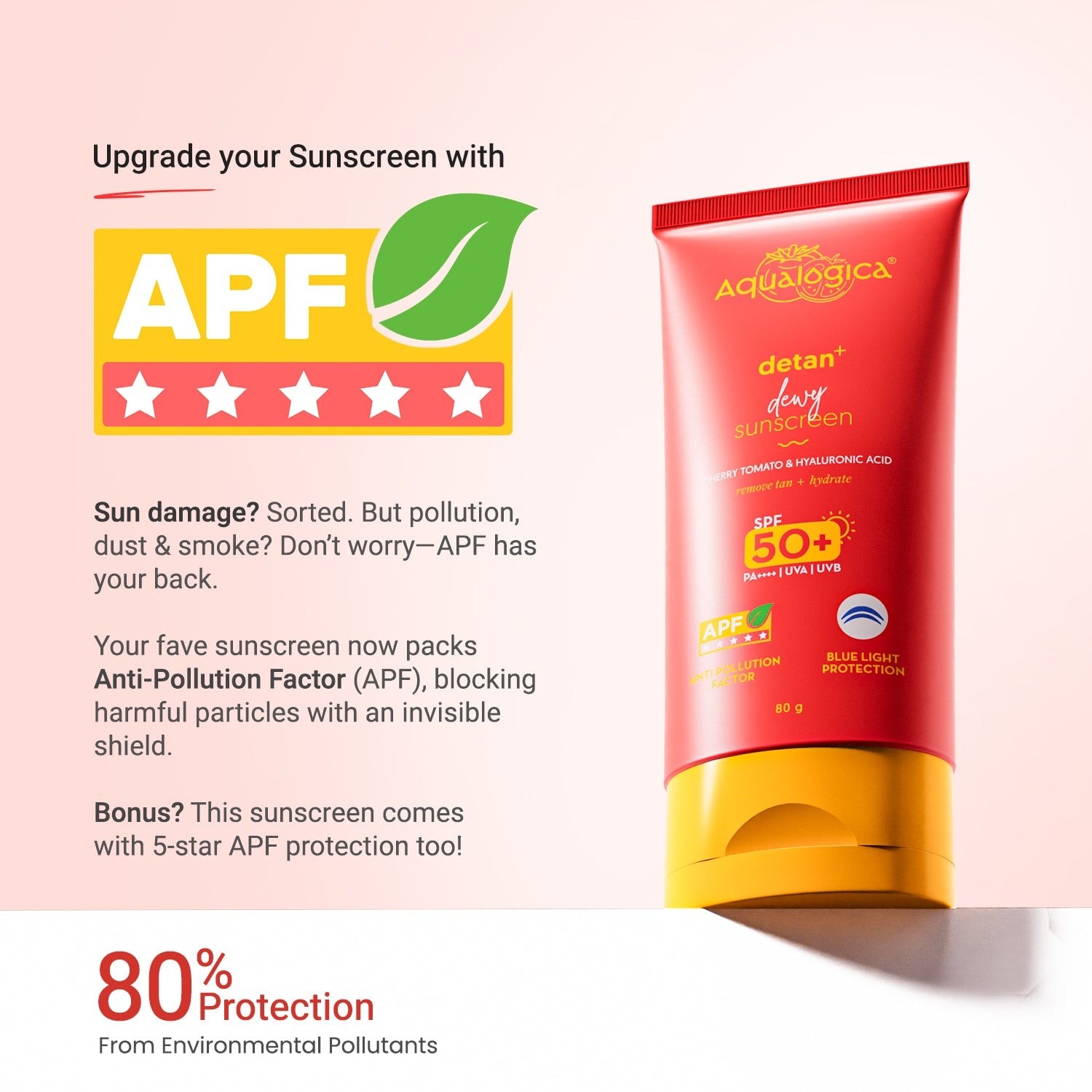 Detan sunscreen APF upgrade 80% environmental shield
