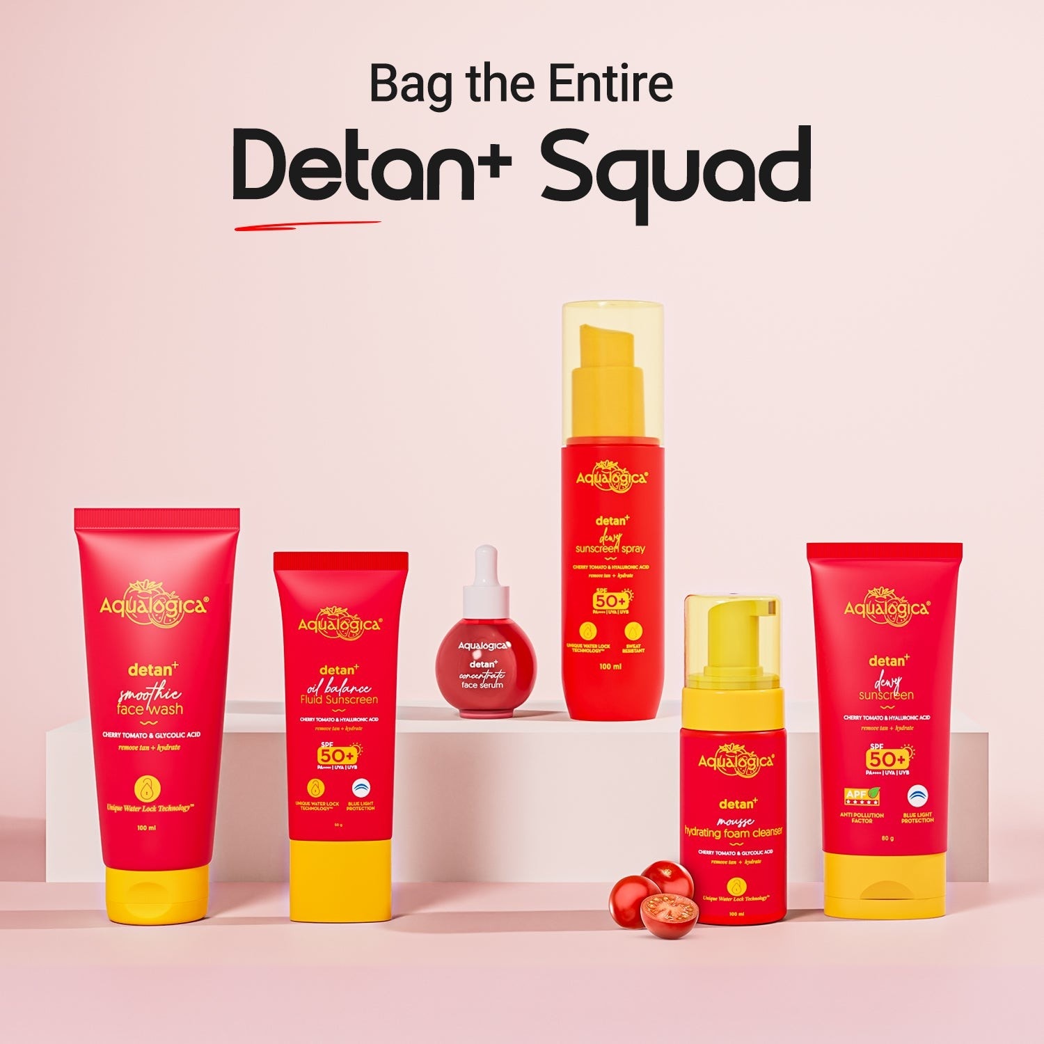 Detan+ Dewy Sunscreen In-Vivo Tested SPF 50+ PA++++ with Cherry Tomato & HA - 80 g (Pack of 2)