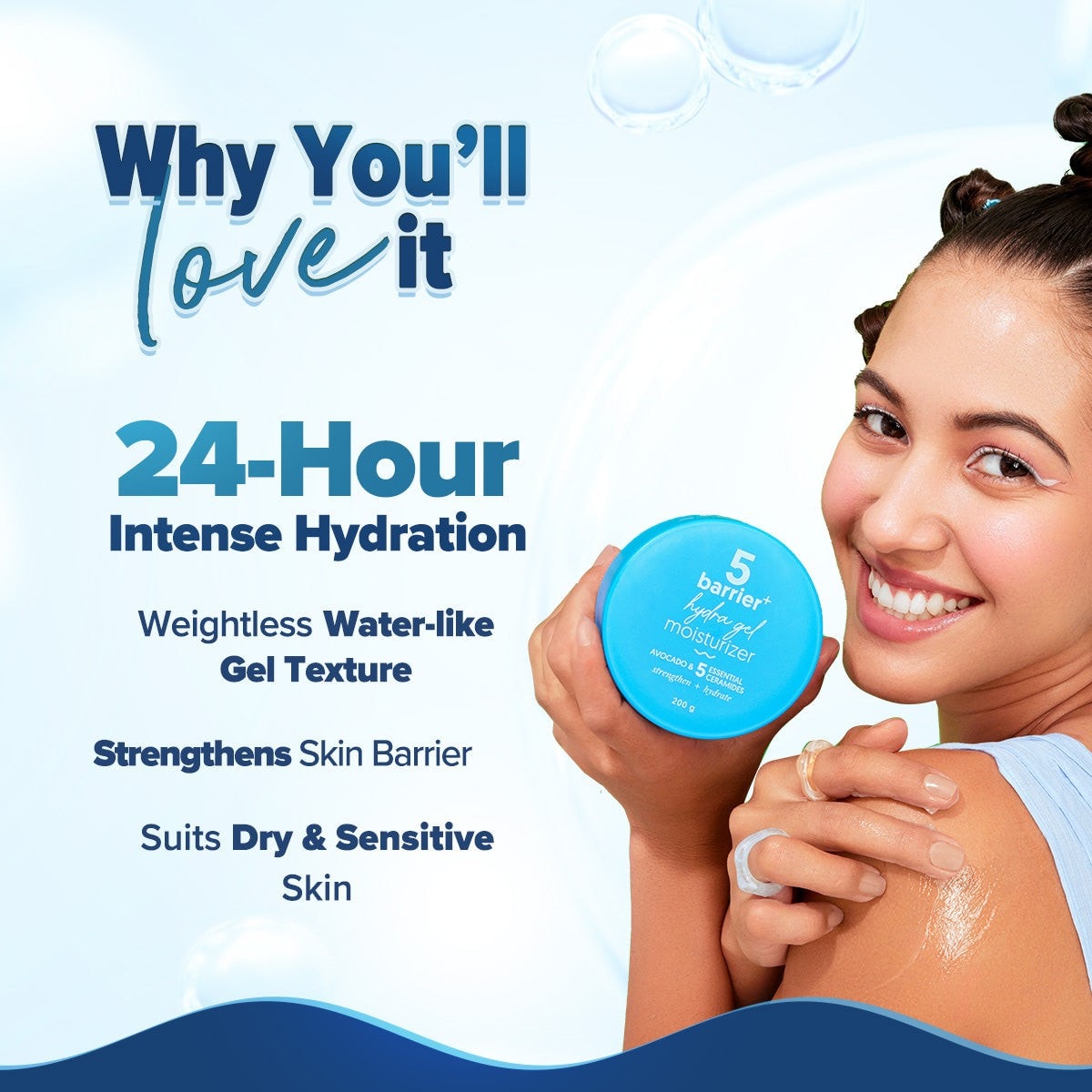 Aqualogica 5 Barrier+ Hydra Gel  moisturizer tub
