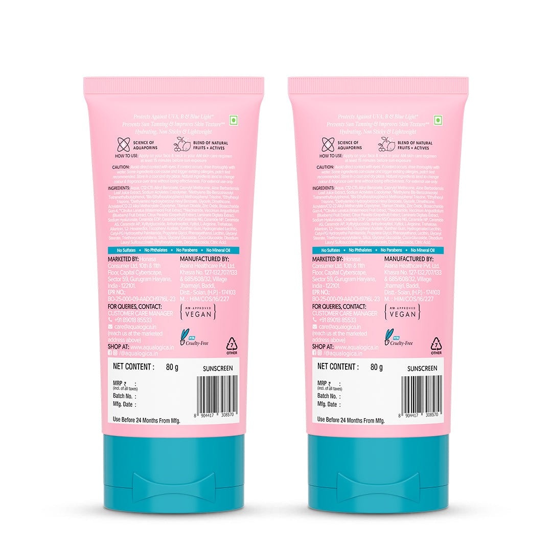 Radiance+ Dewy Sunscreen In-Vivo Tested with Watermelon & Niacinamide with SPF 50 & PA++++ - 80g (Pack of 2)