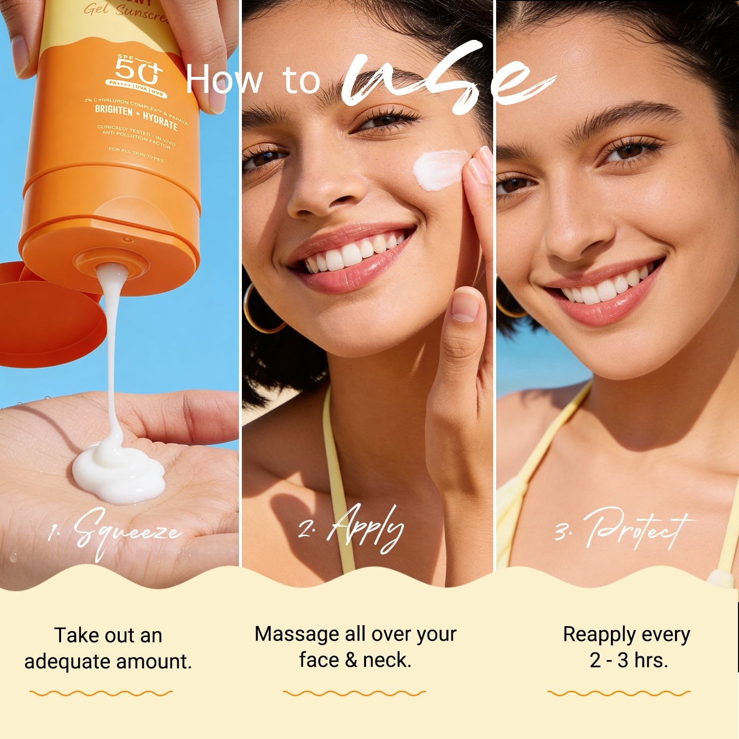 Glow+ Dewy Gel Sunscreen In-Vivo Tested SPF 50+ PA++++ with Papaya & Vitamin C - 80g (Pack of 2)
