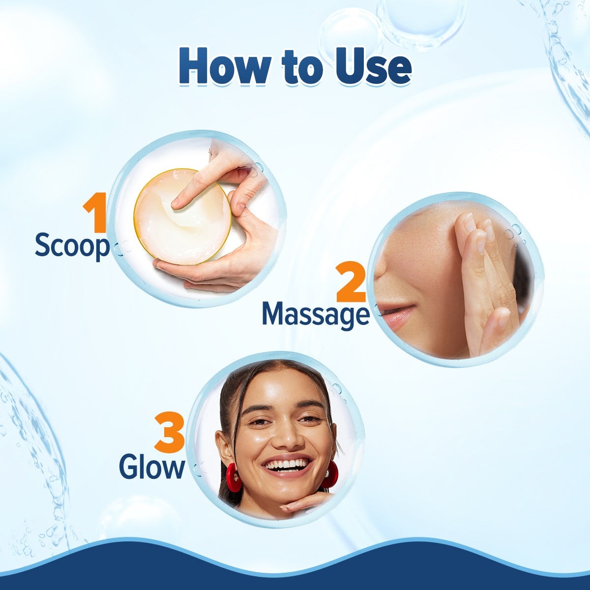 How to use guide for applying Glow+ Hydra Gel moisturizer