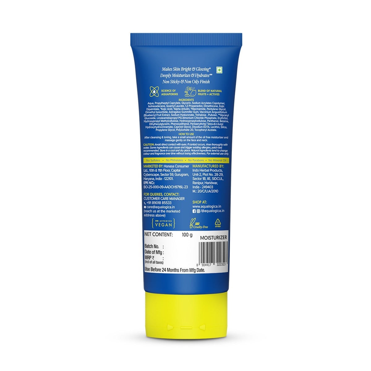 Aqualogica blueberry moisturizer tube 