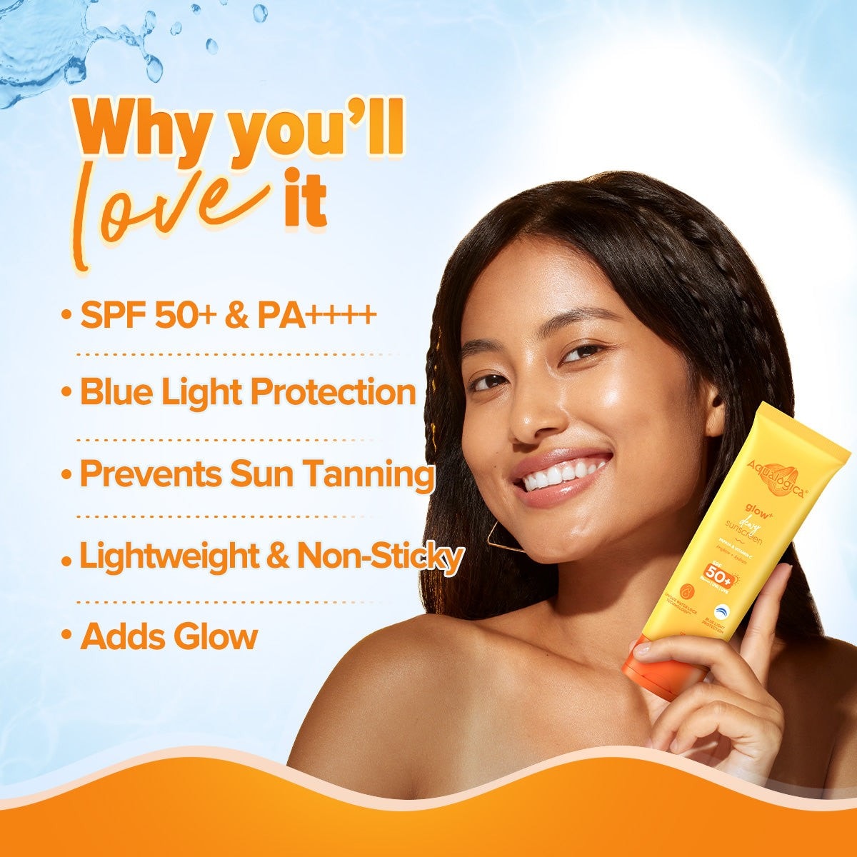 Glow sunscreen texture non greasy lightweight feel