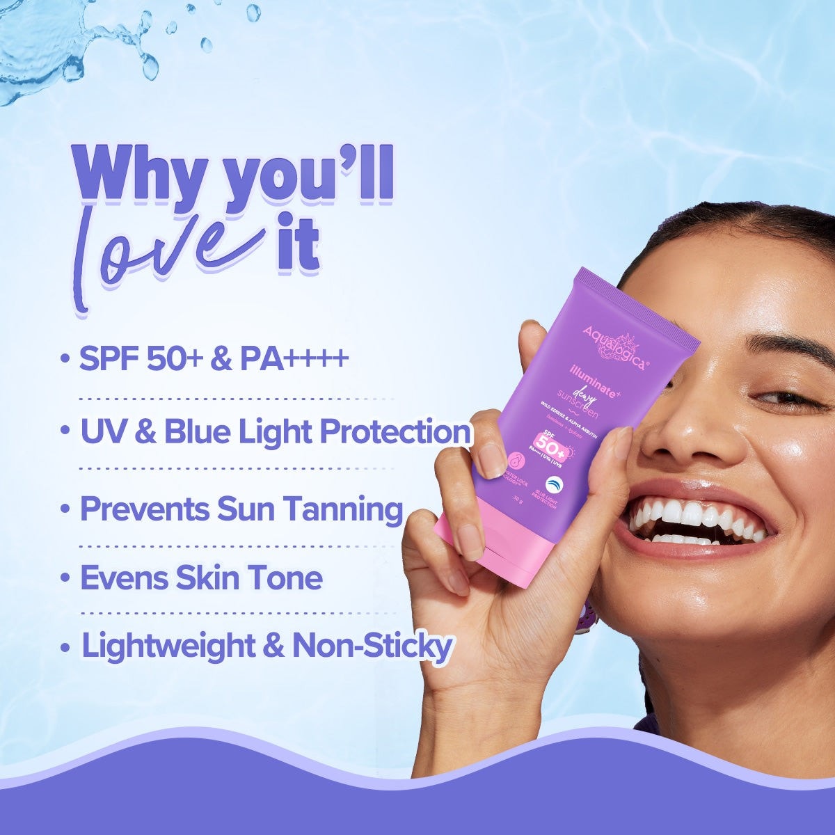 Illuminate+ Dewy Sunscreen In-Vivo Tested SPF 50+ PA++++ with Wild Berries & Alpha Arbutin - 30 g