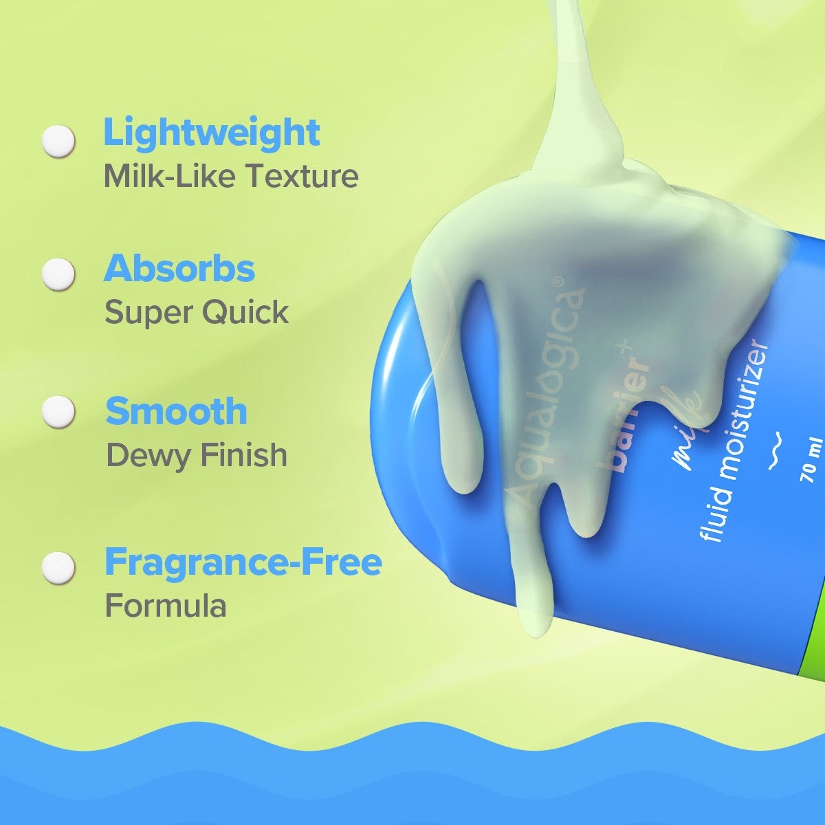 Fluid moisturizer texture quick absorption and soft finish