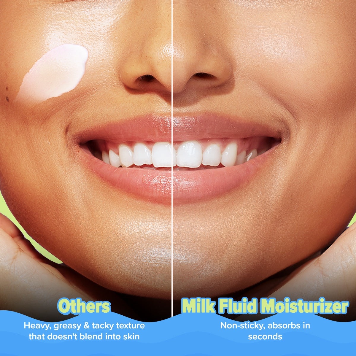 Skin close-up showing a smoother hydrated glow