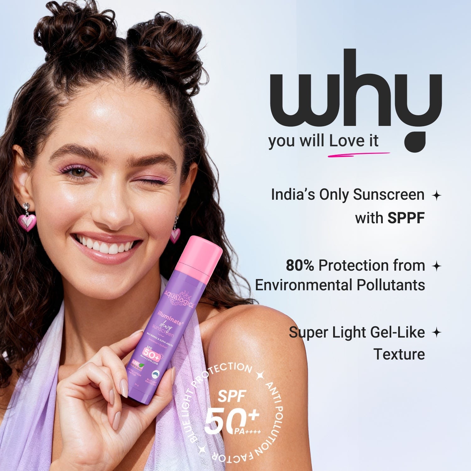 Illuminate+ Dewy Sunscreen In-Vivo Tested SPF 50+ PA++++ with Wild Berries & Alpha Arbutin - 50 g(Pack of 2)
