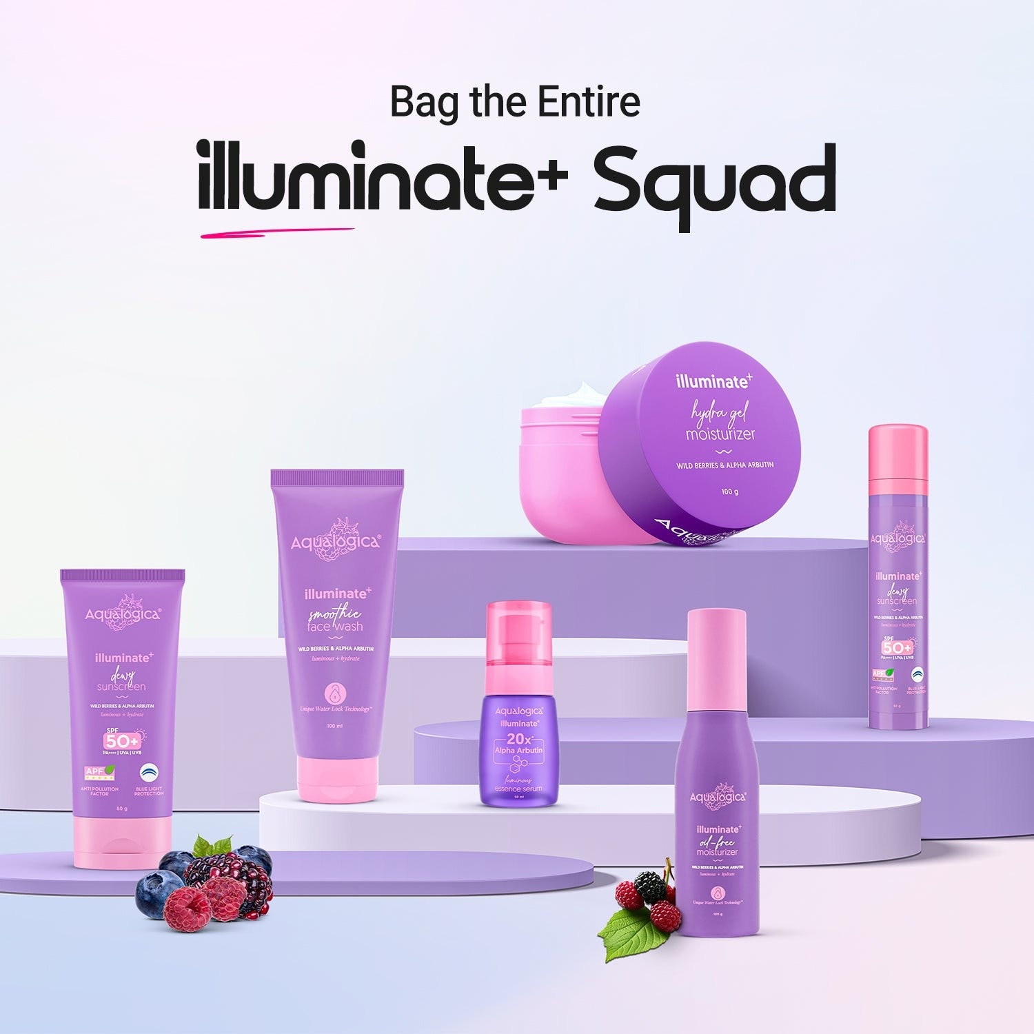 Illuminate+ Dewy Sunscreen In-Vivo Tested SPF 50+ PA++++ with Wild Berries & Alpha Arbutin - 50 g(Pack of 2)