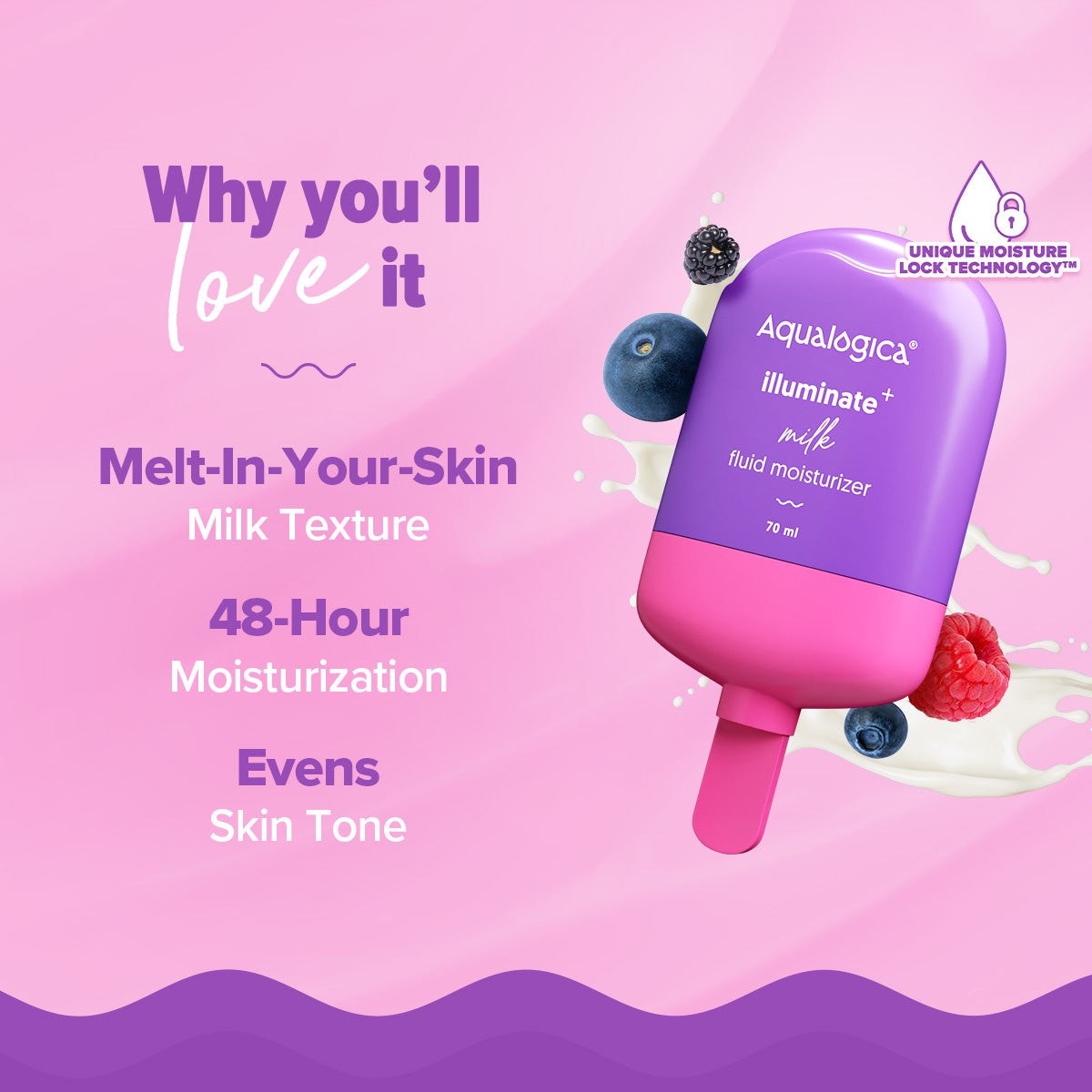Illuminate moisturizer highlighting 48 hour moisturization and even skin tone
