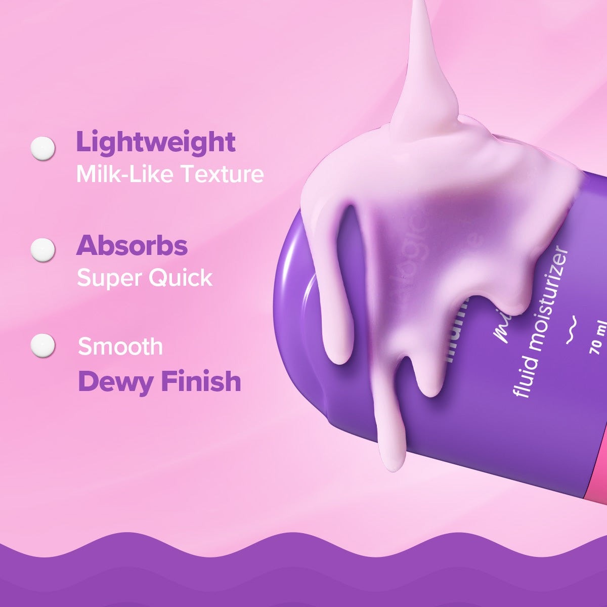Creamy milk moisturizer texture with a smooth dewy finish