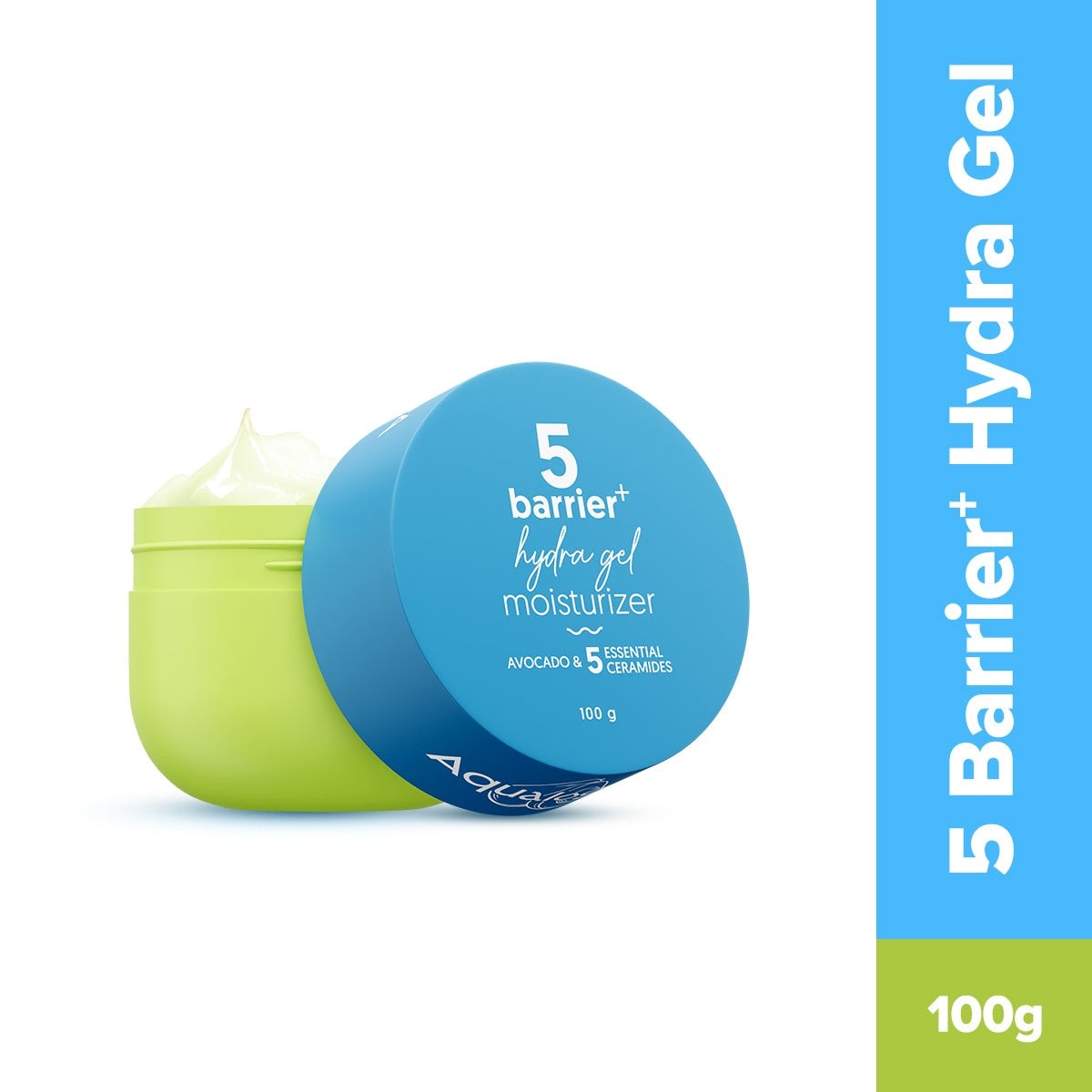 Blue-green moisturizer tub from the Barrier Hydra Gel range