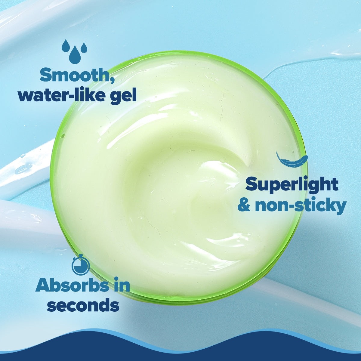 Cooling gel texture with a superlight and non sticky finish