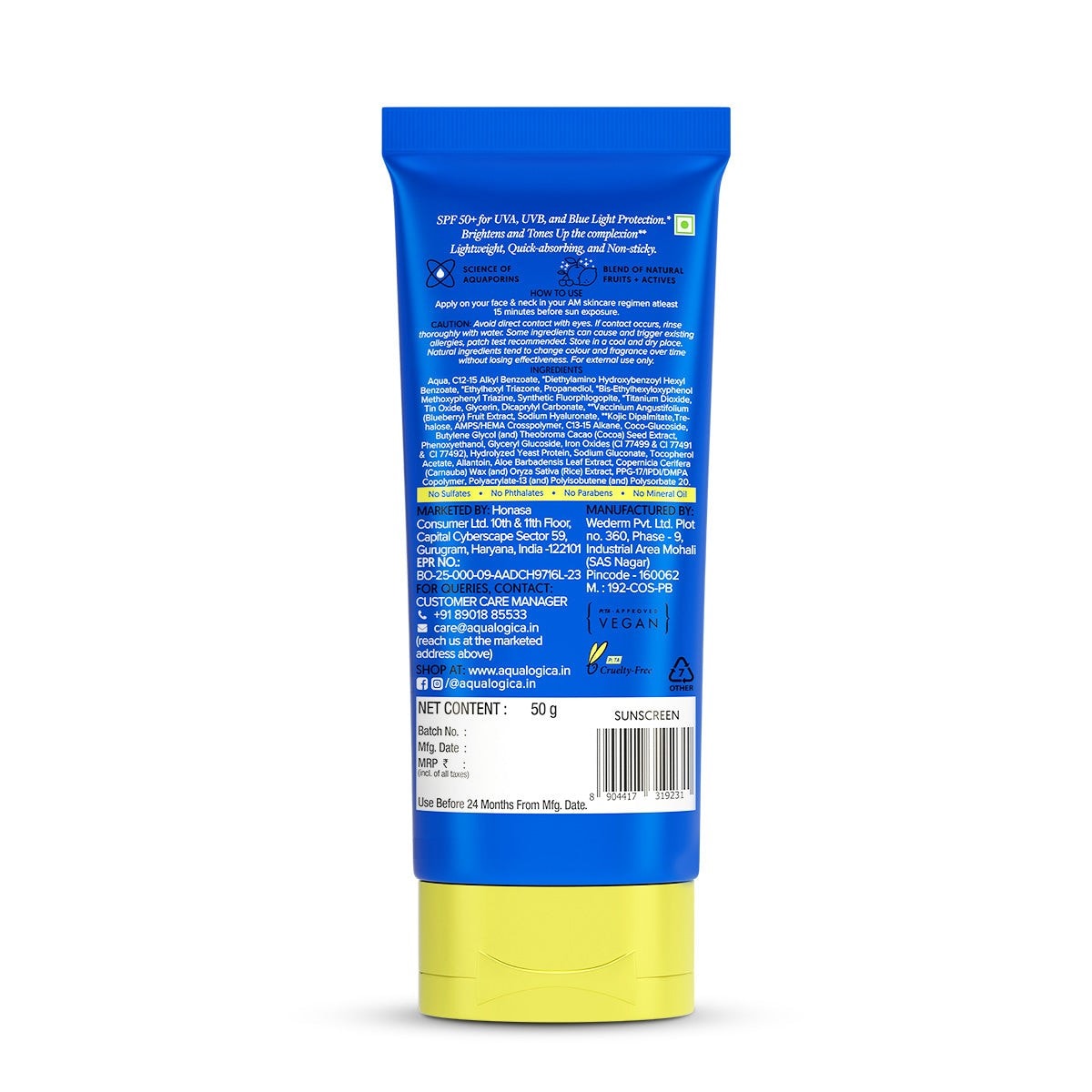 Tone up sunscreen 50g tube front view