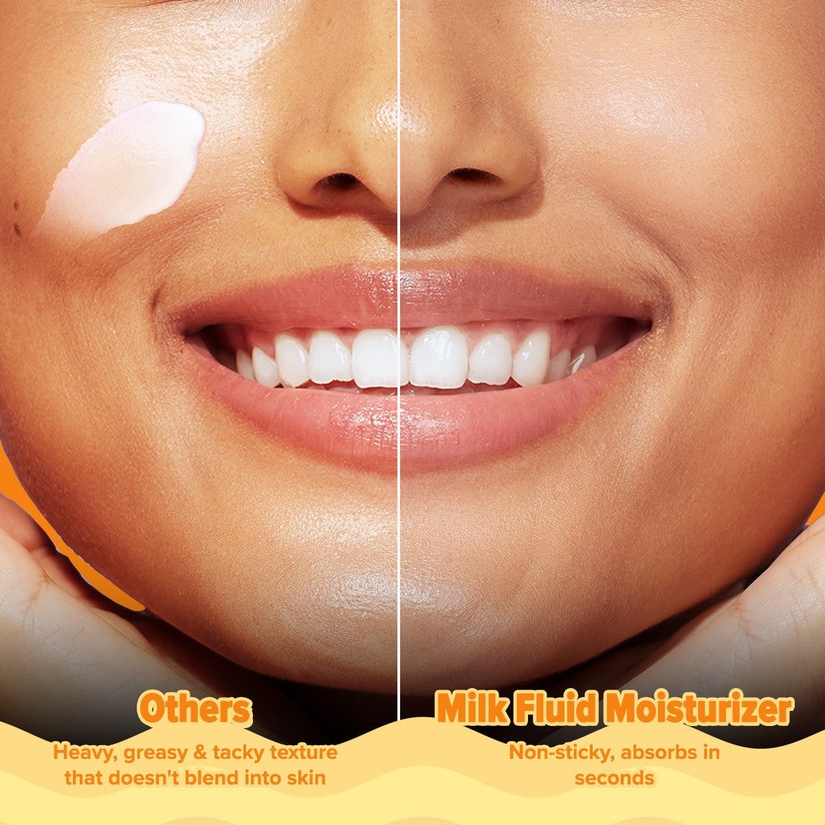 Skin result panel showing improved hydration and fresh glow