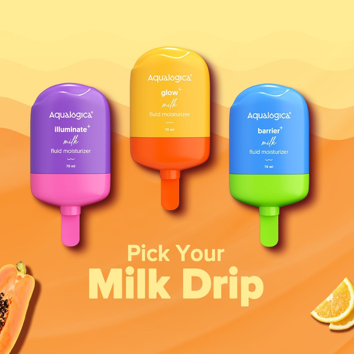 Pick Your Milk Drip range with colorful moisturizer variants