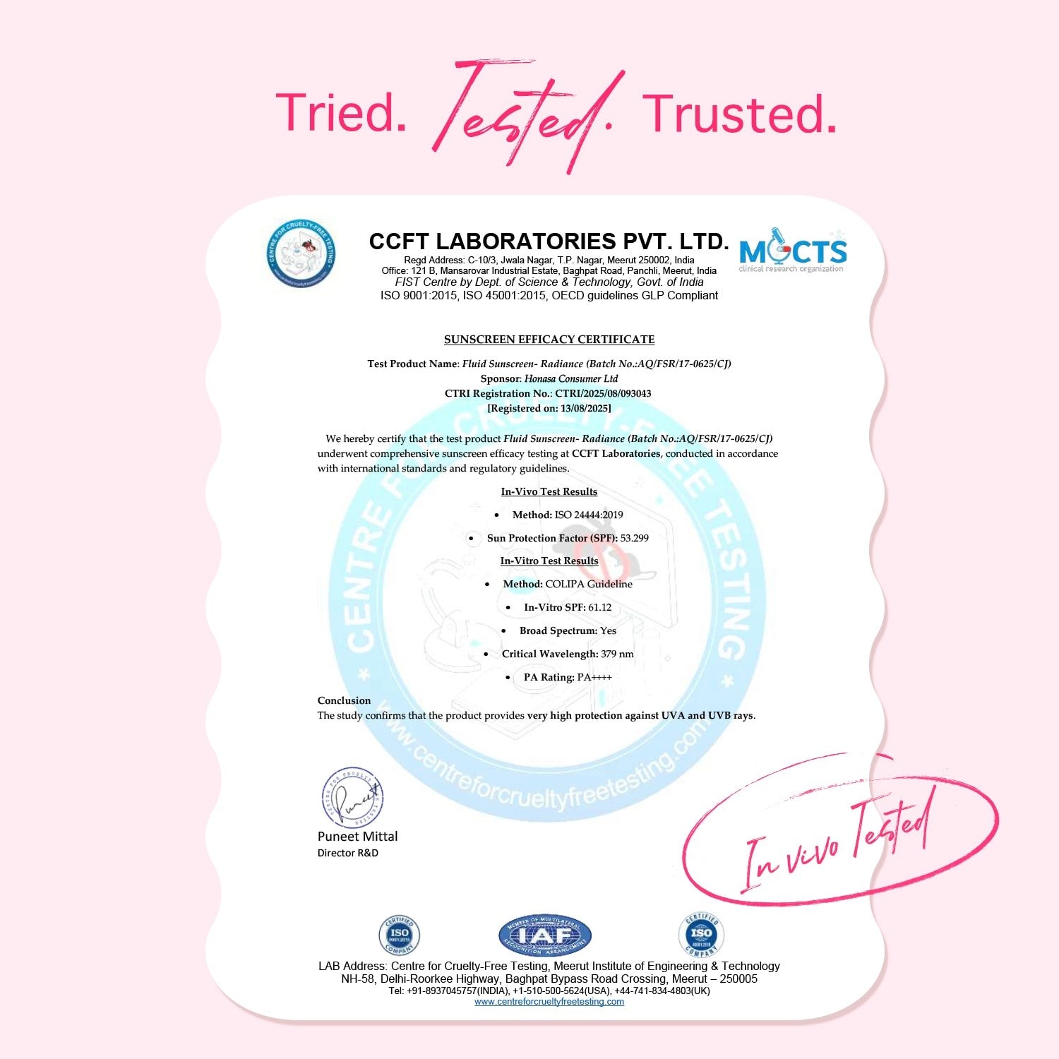 Tried tested trusted oil control sunscreen certified