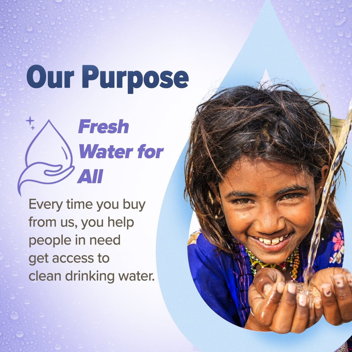 Fresh Water For All initiative is shown with brand care values