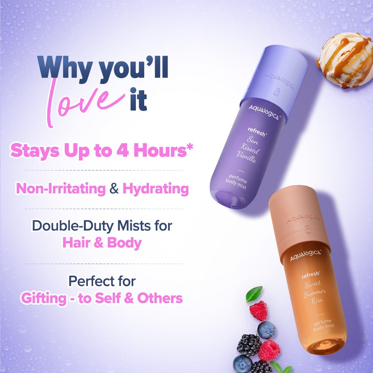 Aqualogica double duty mist for hair and body 
