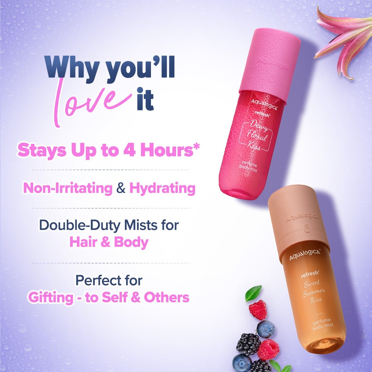 Body mist combo fruity-floral freshness and soft fragrance