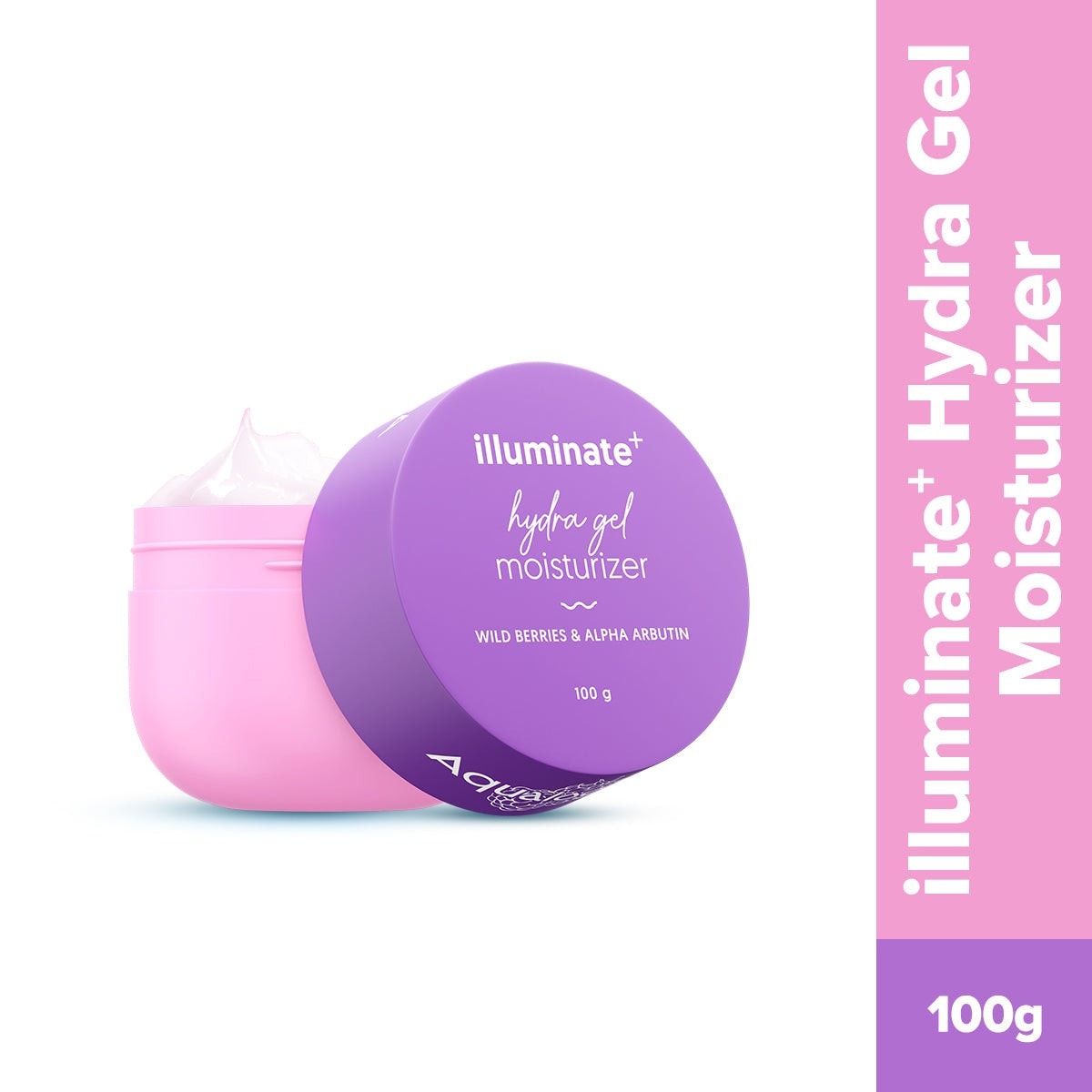 Illuminate Hydra Gel moisturizer in fresh new pink and purple packaging